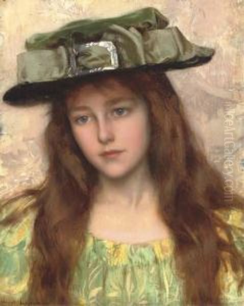 A Young Beauty In A Green Hat - view 1