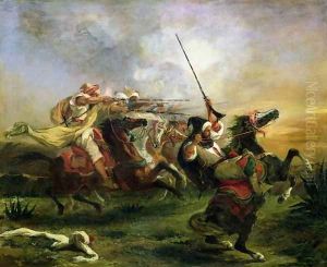 Moroccan horsemen in military action 1832