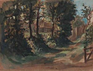 A view of a farmhouse near Dieppe by Eugene Delacroix