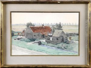 Vue De Ferme by Amedee Ernest Lynen