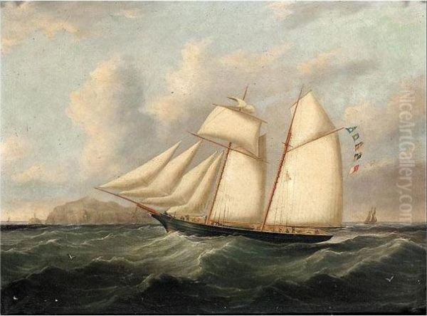 Topsail Schooner Off The Coast - view 1