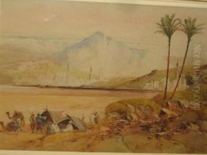 Arabian Scene With Figures In The Foreground by Henry Stanton Lynton