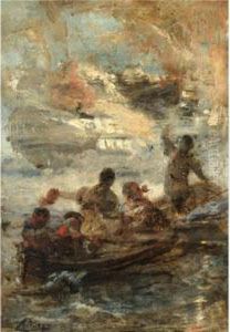 The Sinking Of The Turkish Flagship By Kanaris by Nikoforos Lytras