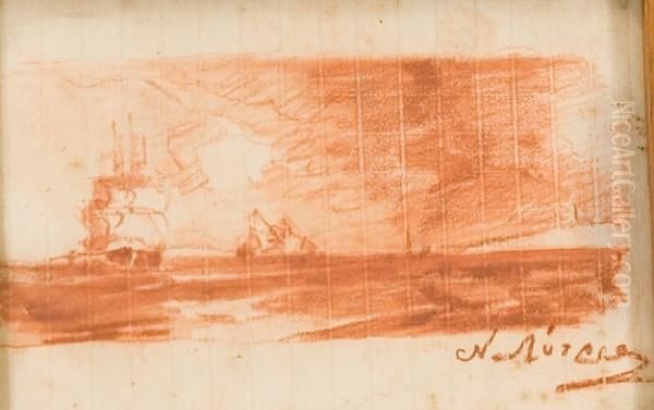 Double Sided Drawing, Recto Sailing Boats; Verso Shepherd Resting - view 1