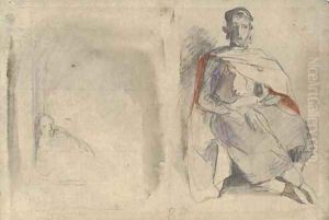 Study of a seated man in oriental dress and study of a figure in a doorway