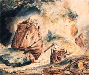Deux hermites devant une grotte