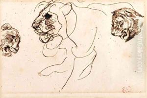Three heads of lions