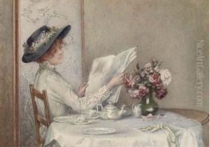Afternoon Tea Recto And An Oil Sketch Of A Bird's Nest Verso by Charles MacIvor or MacIver Grierson