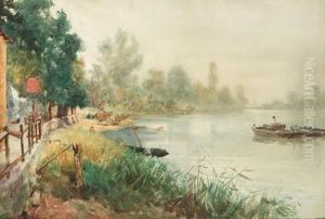 An Inn Beside A Quiet Stretch Of The River by Charles MacIvor or MacIver Grierson