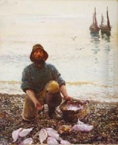 Fisherman With His Catch On The Beach by Hamilton Macallum