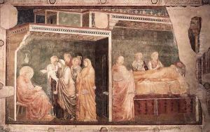 Scenes from the Life of St John the Baptist- 2. Birth and Naming of the Baptist, 1320 by Giotto Di Bondone