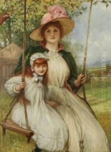 Mother Anddaughter On A Swing