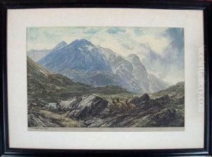 A Highland Glen With Deer In The Foreground by Henry Macbeth-Raeburn