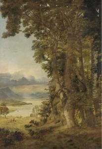 A Distant View Of Bassenthwaite Lake, Cumberland, At The Edge Ofthe Forest by Andrew MacCallum