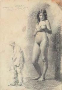 "barbino Il Cane E La Modella" by Cesare Maccari