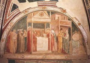 Scenes from the Life of St John the Baptist- 1. Annunciation to Zacharias 1320 by Giotto Di Bondone