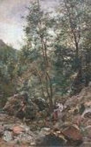 Figures By A Woodland Stream by John Blake Macdonald