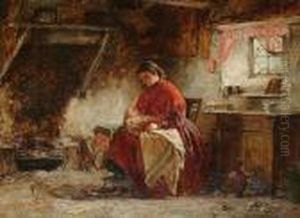 Woman And Child In Interior by John Blake Macdonald