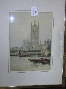 View Of The Thames In London by William Alister Macdonald