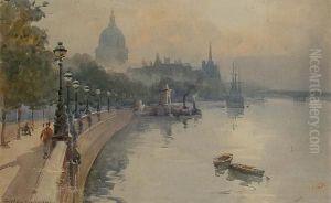 The Embankment; Westminster From The Thames