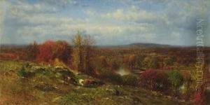 Cattle In An Autumn Landscape by James McDougal Hart