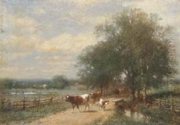 Cows On A Lane In A Landscape - view 1
