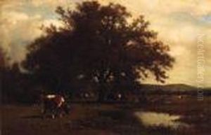 Cattle Grazing Before A Pond by James McDougal Hart