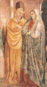 Scenes from the Life of St John the Baptist- 1. Annunciation to Zacharias (detail) 1320 by Giotto Di Bondone