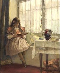 Young Girl Reading By The Window by Walter MacEwen