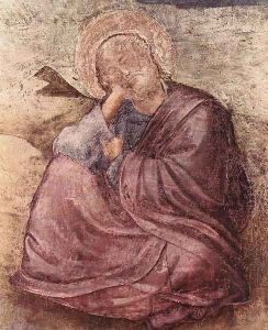 Scenes from the Life of St John the Evangelist- 1. St John on Patmos (detail) 1320 by Giotto Di Bondone