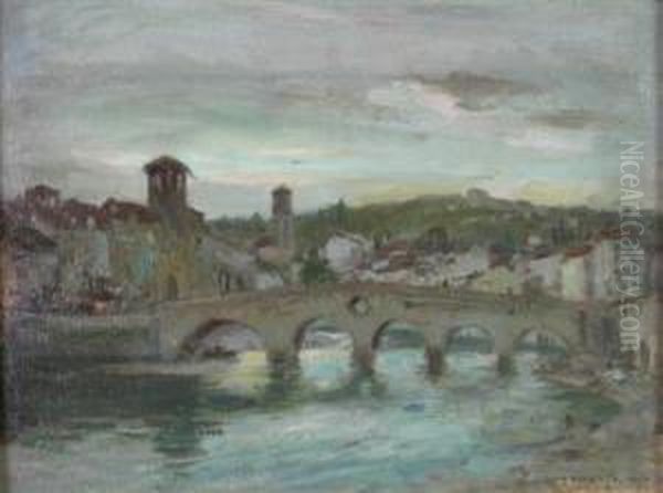 An Italian Townscape With A Bridge - view 1