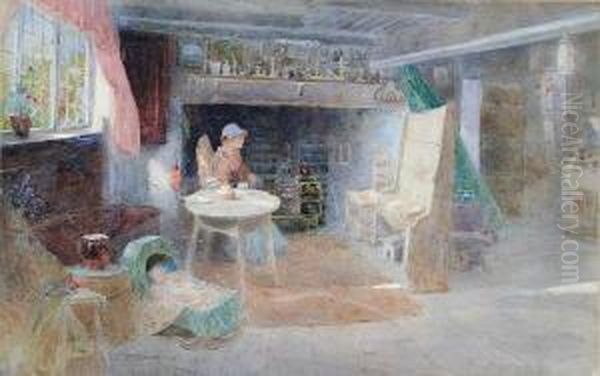 Cottage Interior With Mother And Child - view 1