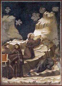 Legend of St Francis- 14. Miracle of the Spring 1297-1300 by Giotto Di Bondone