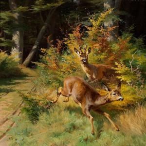 Deer In The Woods by Adolf Henrik Mackeprang
