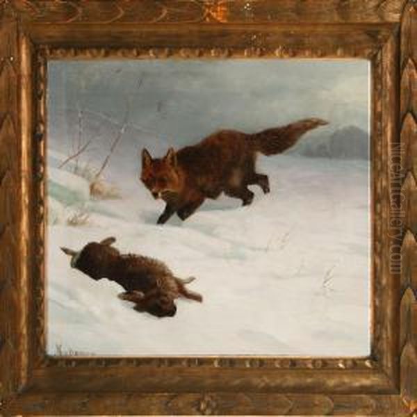 Snowscape With Fox And Hare - view 1
