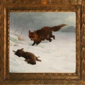 Snowscape With Fox And Hare
