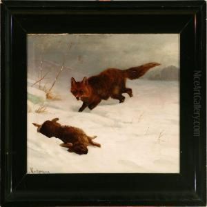 A Fox In A Winter Landscape A Fox In A Winter Landscape