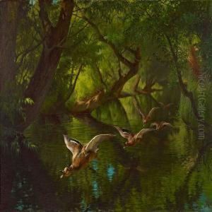 Flying Ducks At Ariver
