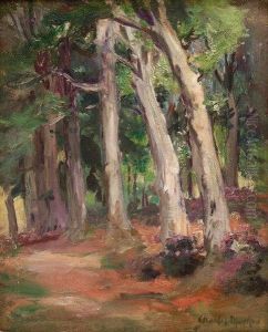 Wooded Landscape With Rhodedendron by Charles Hodge Mackie