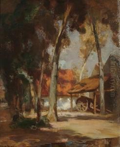 A View Through Trees To A Framyard by Charles Hodge Mackie