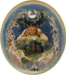 Pan And The Dancing Fairies (the Faun And The Fairies) by Daniel Maclise
