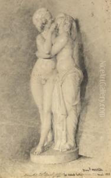 Study Of A Sculpture Of Two Young Lovers - view 1