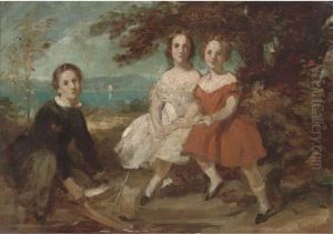 A Group Portrait Of Three Children by Daniel Maclise