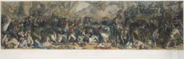 The Death Of Nelson At The 
Battle Of Trafalgar; And Wellington Andblucher, Meeting After The Battle
 Of Waterloo, By C.w.sharpe Andlumb Stocks - view 1