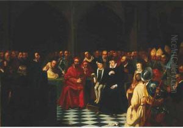John Knox Addressing The
Children Of Henry Xviii (edward Vi, Queen Mary And Queen Elizabeth, The
Duke Of Somerset, Cranmer And Many Other Celebrities, 1551) - view 1