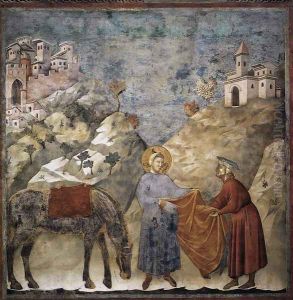 Legend of St Francis- 2. St Francis Giving his Mantle to a Poor Man 1297-99