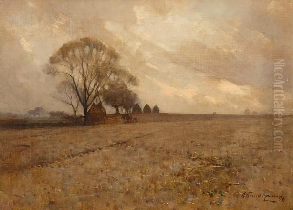 Stubble Field With Plough Team - view 1