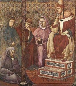 Legend of St Francis- 17. St Francis Preaching before Honorius III (detail) 1297-1300 by Giotto Di Bondone