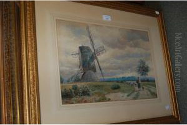 With Flock Of Sheep Before A Windmill - view 1