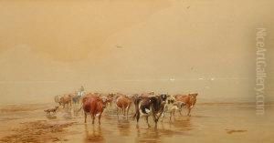 Act 1858-- Cattle Being Drovers On A Beach by John MacPherson